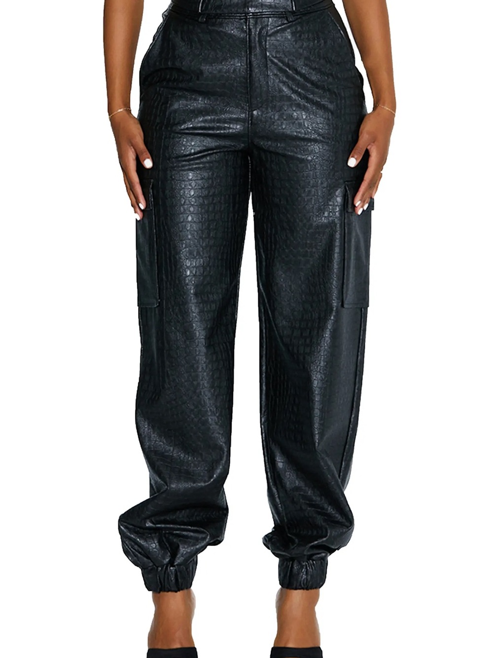 Naked Wardrobe- The Crocodile Faux Leather Joggers - Picture 4 of 10